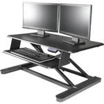 Kantek Electric Sit-Stand Desktop Riser - Up to 24" Screen Support - 60 lb Load Capacity - 23.40" Height x 35" Width x 26" Depth - Desktop - Steel, Medium Density Fiberboard (MDF) Product Image 
