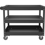 Lorell Utility Cart, 3-Shelf, 3-1/4" Lip, 24"x30"x32", Black (LLR00028) View Product Image