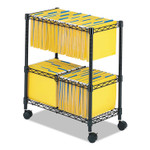 Safco Two-Tier Rolling File Cart, Metal, 3 Bins, 25.75" x 14" x 29.75", Black (SAF5278BL) Product Image 