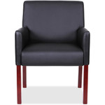 Lorell Guest Chair, w/Arms, 24"x25"x35-1/2", BK Leather/MY Frame (LLR20027) View Product Image