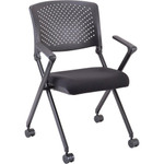 Lorell Upholstered Foldable Nesting Chairs with Arms - Black Seat Color - Fabric Seat Material - Black Back Color - Plastic Back Material - Metal Frame Material Product Image 