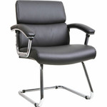 Lorell Padded Arm Guest Chair - Black Seat Color - Bonded Leather Seat Material - Black Back Color - Sled Base - Black Product Image 