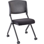 Lorell Upholstered Foldable Nesting Chairs - Black Seat Color - Fabric Seat Material - Black Back Color - Plastic Back Material - Metal Frame Material Product Image 