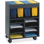 Safco Go Cart Mobile Cart - 4 Casters - Wood, Plastic - 14.50" Width x 21.50" Depth x 26.25" Height - Black Product Image 