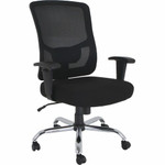 Lorell Big & Tall Mesh High-Back Task Chair - Fabric Seat Material - Mid Back - 5-star Base - Black Product Image 