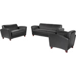 Lorell Reception Loveseat, 55"x34-1/2"x31-1/4", Black Leather (LLR68951) Product Image 