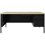 Lorell Desk, Right-Pedestal, Steel, 66"x30"x29-1/2", Maple/Black (LLR66906) View Product Image