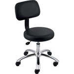 Lorell Pneumatic Height Stool, w/Back, 24"x24"x36", Black (LLR69511) View Product Image