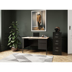 Lorell Desk, Right-Pedestal, Steel, 48"x30"x29-1/2",Maple/Black (LLR66907) Product Image 