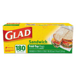 Glad Fold-Top Sandwich Bags, 6.5" x 5.5", Clear, 180/Box, 12 Boxes/Carton (CLO60771) View Product Image