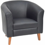 Lorell Barrel Armchair - Four-legged Base - Black - Bonded Leather - Armrest Product Image 