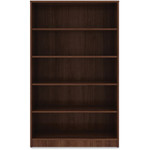 Lorell Laminate Bookcase - x 0.7" Thickness Shelf, 60" Height x 36" Width x 12" Depth - 5 Shelve(s) - 4 Adjustable Shelf(ves) - Square Edge - Material: Thermofused Laminate (TFL) Product Image 