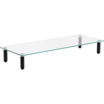 Lorell 4-leg Single-Shelf Monitor Stand - 44 lb Load Capacity - 1 x Shelf(ves) - 3" Height x 22" Width x 8.25" Depth - Desktop - Glass Product Image 