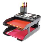 deflecto Corporate Desk Tray Set, 2 Sections, Letter to Legal Size Files, 10" x 13.63" x 2.25", Black, Set View Product Image