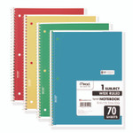 Mead Spiral Notebook, 1-Subject, Wide/Legal Rule, Randomly Assorted Cover Colors, (70) 10.5 x 8 Sheets, 4/Pack View Product Image