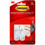 Command Utility Hooks - 2 Small Hook - 1 lb (453.6 g) Capacity - Plastic - White Product Image 