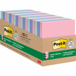 Post-it Greener Dispenser Notes - 3" Flag/Note Width x 3" Flag/Note Length - Square - 100 Sheets per Pad - Positively Pink, Fresh Mint, Moonstone - Paper Product Image 
