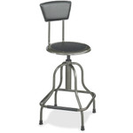 Safco Diesel High Base Stool With Back - Black Seat Color - Leather Seat Material - Leather Back Material - Pewter Frame Color - Steel Frame Material Product Image 