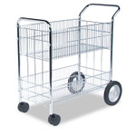 Fellowes Wire Mail Cart, Metal, 2 Bins, 21.5" x 37.5" x 39.5", Chrome (FEL40912) Product Image 