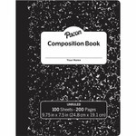Pacon Unruled Compositon Book - 100 Sheets - Plain - Unruled Front Ruling - 7 1/2" x 9 3/4" Sheet Size - Black Marble Cover Product Image 
