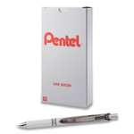 Pentel EnerGel Pearl Gel Pen, Retractable, Medium 0.7 mm, Black Ink, White/Black Barrel, Dozen (PENBLN77PWA) View Product Image