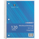Sparco Wirebound College Ruled Notebooks - 120 Sheets - Wire Bound - College Ruled Front Ruling - Unruled Margin - 16 lb Basis Weight Product Image 