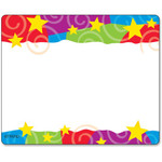 Trend Stars & Swirls Colorful Self-adhesive Name Tags - 3" Length x 2.50" Width - Rectangular - Assorted Product Image 