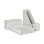 U Brands Four-Piece Desk Organization Kit, Magazine Holder/Paper Tray/Pencil Cup/Storage Bin, Chipboard, Gray (UBR3632U0002) View Product Image