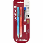 uniball™ CHROMA Mechanical Pencils - 0.7 mm Black Lead - HB, #2 - Light Blue, Red Barrel Product Image 