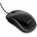 Verbatim Silent Corded Optical Mouse - Black - Optical - Cable - Black - USB Type A Product Image 