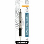 Zebra STEEL 4 Series G-402 Retractable Gel Pen - 0.5 mm Fine Pen Point - Retractable - Black Ink - Gel-based - Stainless Steel Barrel Product Image 