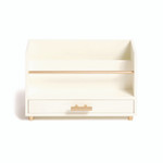 U Brands Juliet Desk Organizer, 3 Compartments, 1 Drawer, 9.5" x 4.2" x 4.9", White/Gold, Wood/Metal View Product Image