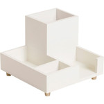 U Brands Juliet Collection Compartment Cup - 4.5" Height x 6" Width x 6" Depth - Pine Wood, Brass - White Product Image 