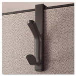 Universal Recycled Cubicle Double Coat Hook, Plastic, Charcoal View Product Image