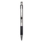 Zebra F-301 Ballpoint Pen, Retractable, Bold 1.6 mm, Black Ink, Stainless Steel/Black Barrel, 2/Pack (ZEB27312) View Product Image