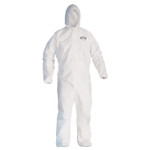 KleenGuard A30 Elastic Back and Cuff Hooded Coveralls, Large, White, 25/Carton (KCC46113) View Product Image