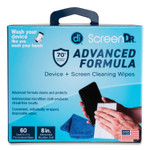 Digital Innovations ScreenDr Device and Screen Cleaning Wipes, Includes 60 Individually Wrapped Wipes and 8" Microfiber Cloth, 6 x 5, White View Product Image