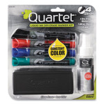 Quartet EnduraGlide Dry Erase Marker Kit with Cleaner and Eraser, Broad Chisel Tip, Assorted Colors, 4/Pack View Product Image