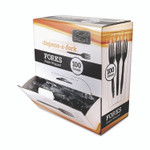 Berkley Square Dispens-a-Fork, Individually Wrapped, Mediumweight Fork, Plastic, Black, 100/Box View Product Image