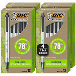 BIC Ecolutions Clic Stic Ballpoint Pen - 1 mm Medium Pen Point - Retractable - Black Ink - Semi Clear Barrel Product Image 