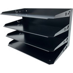Huron Horizontal Slots Desk Organizer - 4 Compartment(s) - Horizontal - 15" Height x 9.25" Width x 8.60" Depth - Durable - Black Product Image 