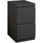 Lorell 20" File/File Mobile File Cabinet with Full-Width Pull - 15" Width x 19.9" Depth x 27.8" Height - 2 x Drawer(s) for File - Letter - Recessed Drawer, Security Lock, Ball-bearing Suspension, Casters - Charcoal Product Image 