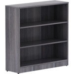 Lorell Laminate Bookcase - 36" Width x 12" Depth x 36" Height - 3 x Shelf(ves) - Sturdy, Laminated, Contemporary Style, Square Edge, Adjustable Feet - Weathered Charcoal - Medium Density Fiberboard (MDF) Product Image 