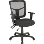 Lorell ErgoMesh Series Managerial Mesh Mid-Back Chair - Black Seat Color - Fabric Seat Material - Black Back Color - Black Frame Color - Mid Back Product Image 