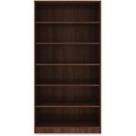 Lorell Laminate Bookcase - 6 Shelf(ves) - 72" Height x 36" Width x 12" Depth - Sturdy, Adjustable Feet, Adjustable Shelf, Square Corner - Thermofused Laminate (TFL) - Walnut Product Image 