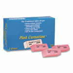 Dixon Pink Carnation Erasers, For Pencil Marks, Rectangular Block, Medium, Pink, Dozen View Product Image