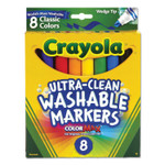 Crayola Ultra-Clean Washable Markers, Fine/Broad Wedge/Chisel Tips, Assorted Colors, 8/Box View Product Image