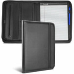 Samsill Letter Pad Folio - 8 1/2" x 11" - 6 Exterior, Internal Pocket(s) - Vinyl, Polyvinyl Chloride (PVC) - Black - Tablet Pocket, Zipper Closure, Wrap-around Product Image 