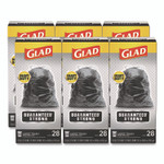 Glad Guaranteed Strong Large Drawstring Trash Bags, Three-Ply, 30 gal, 1.05 mil, 30 x 33, Black, 28 Bags/Box, 6 Boxes/Carton View Product Image
