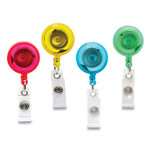 SICURIX ID Slide-Style Belt Clip Card Reels, 30" Extension, Round, Green/Light Blue/Pink/Yellow, 4/Pack View Product Image